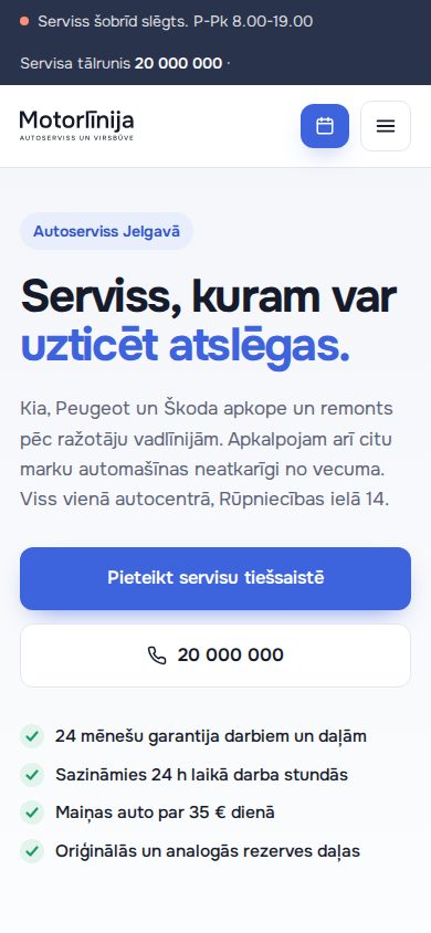 Serviss, telefona skats