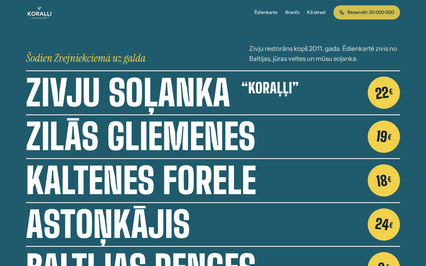 Koraļļi Ēdienkarte priekšskatījums